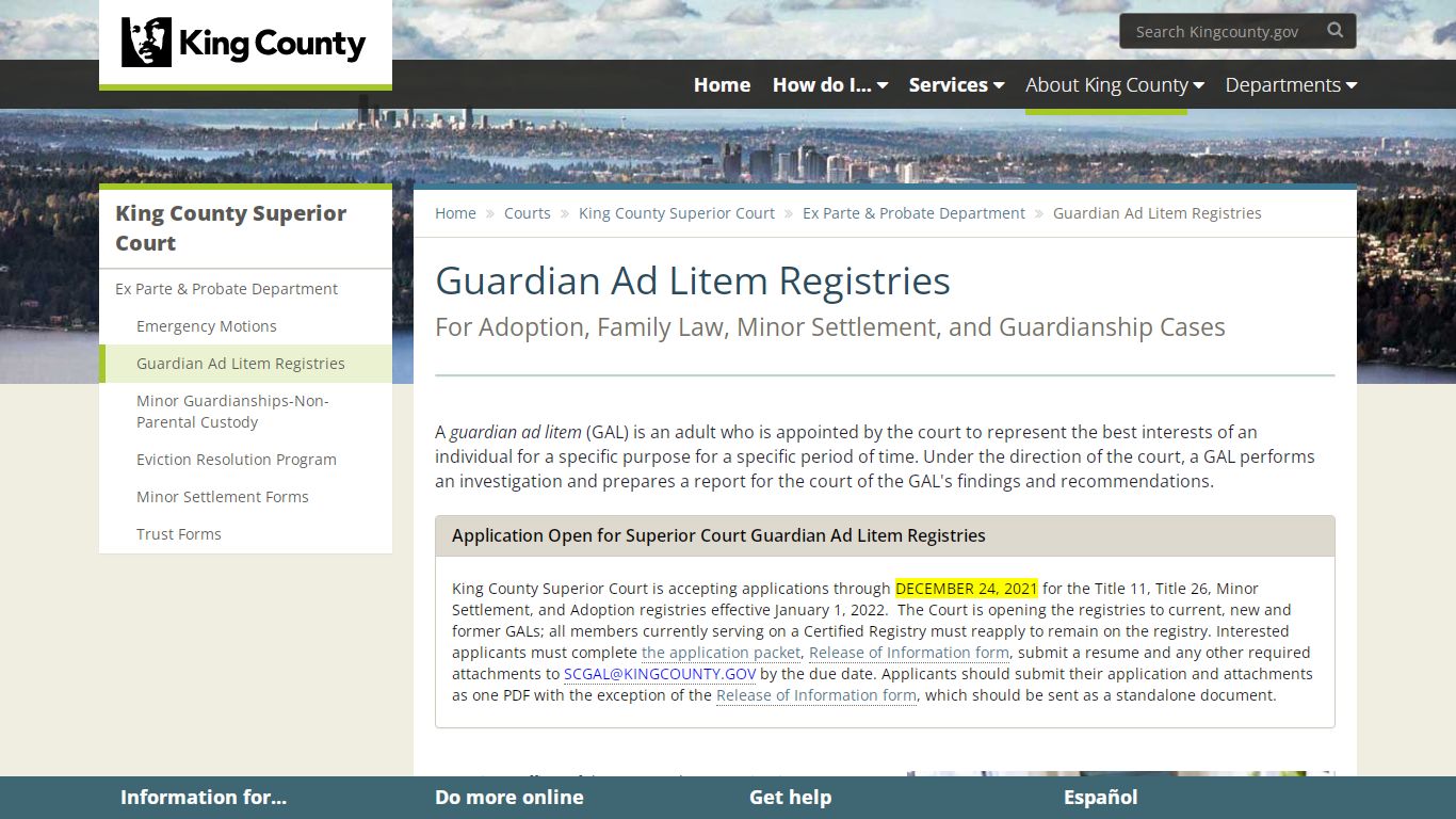 Guardian Ad Litem Registries - King County